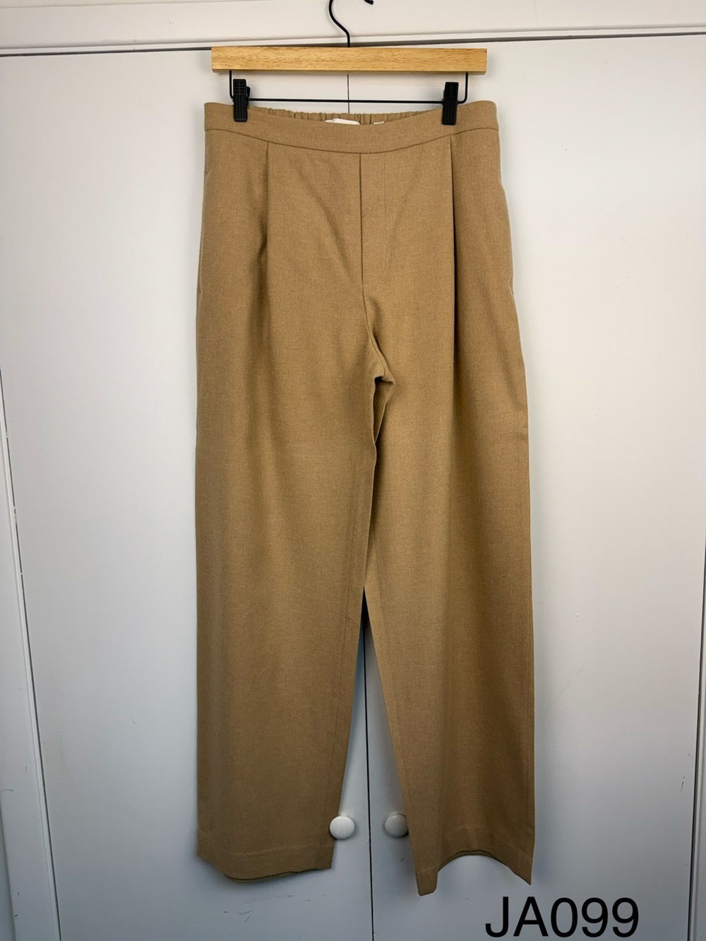 Vince Flannel Easy Pull-On Pants Pale Nut Wool Blend M